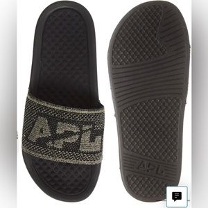 APL womens sandal slide techloom black gold silver 8